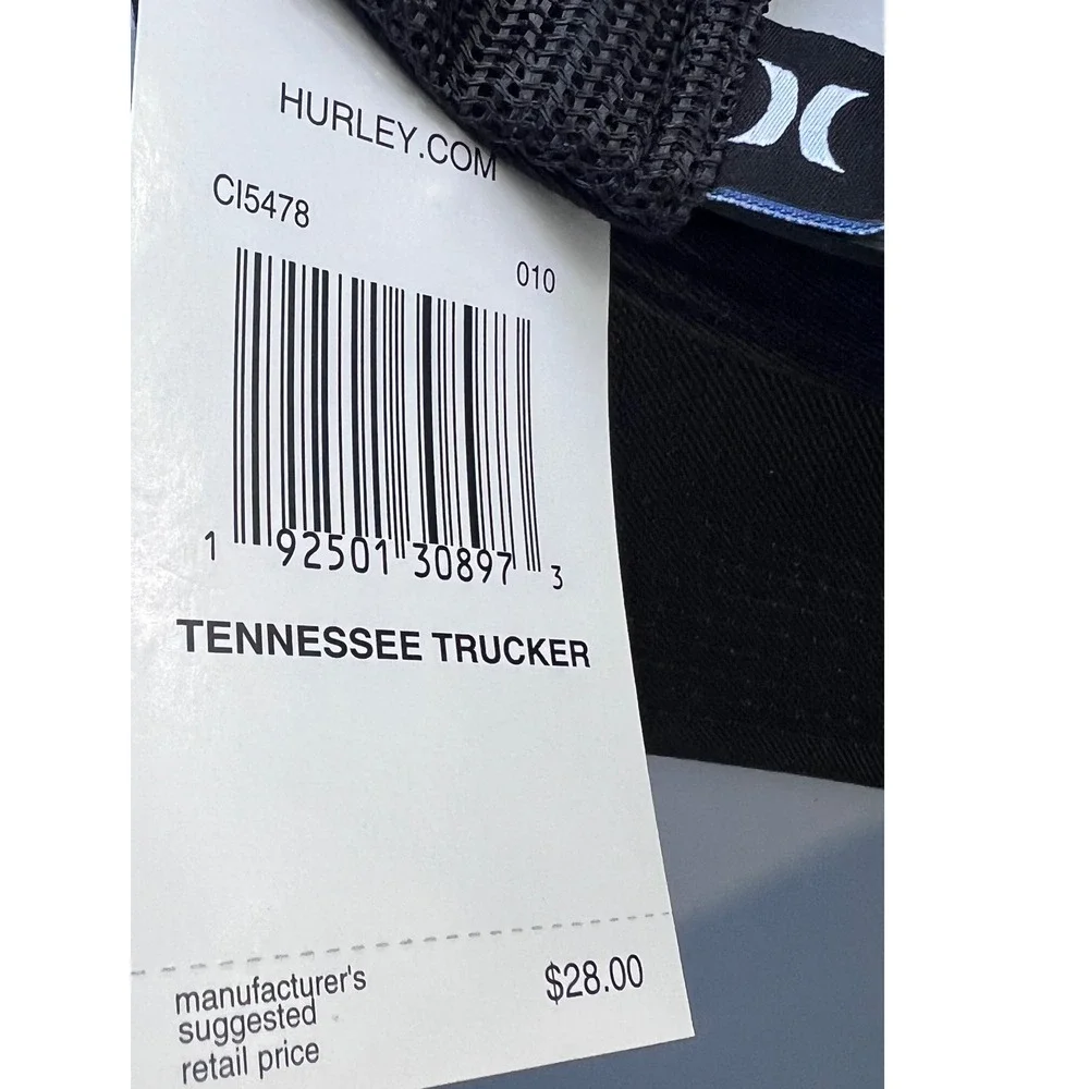 Hurley Tennessee Trucker Flag Hat Black Snapback Mesh Cap CI5478 010 NEW Yupoong